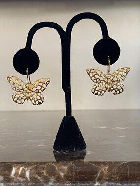 Coach Butterfly Earrings Dangle Drop Gold